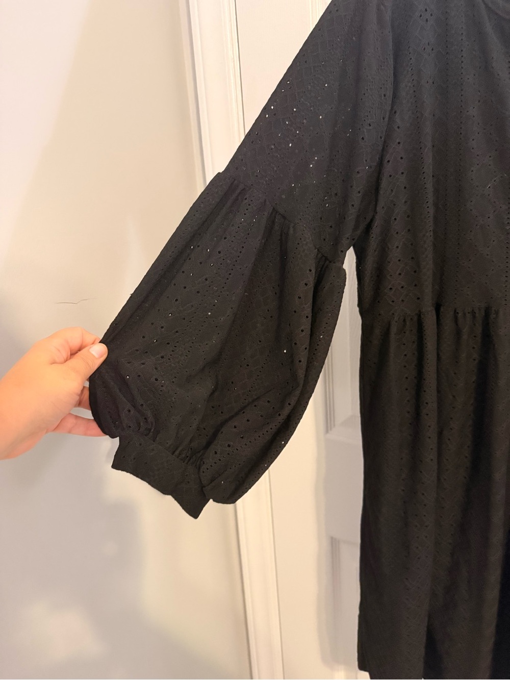 Vibe Black Eyelet Tiered Babydoll Dress - Picture 2 of 4